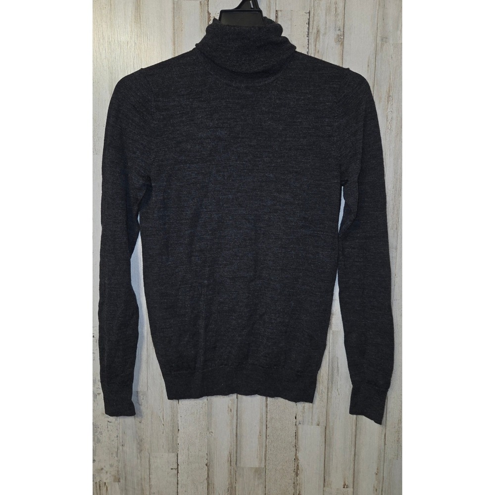 Uniqlo women S Turtleneck 100% Wool Sweater Pullover Crop Fitted Slim